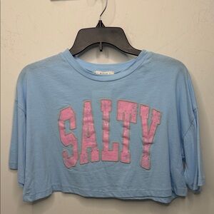 Salty Graphic Crop Top Bold Lettering Tee